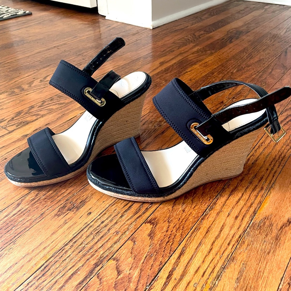Dana Buchanan Black Wedge Sandals.  Size 8.5
